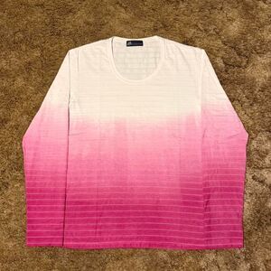 Tornado Mart Gradient Long Sleeve Shirt White Pink Size Medium